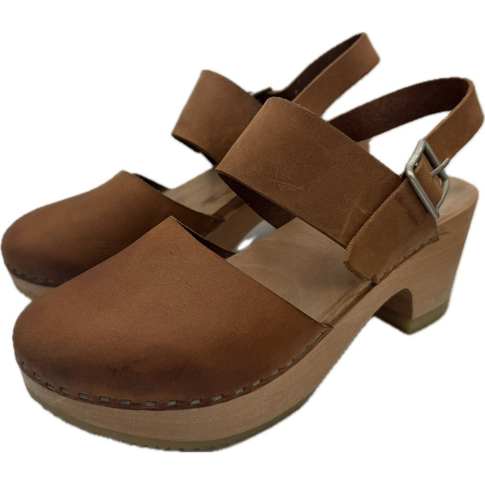 ZUZII Made in L.A. Tan Leather Jane Slingback Clog Shoes Women's Sz EU 38 US 7.5
